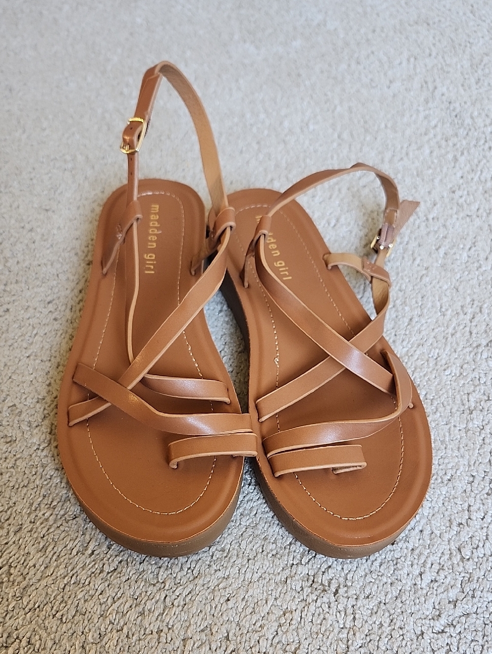 Madden Girl Women’s Brown Strappy Slingback Sandals